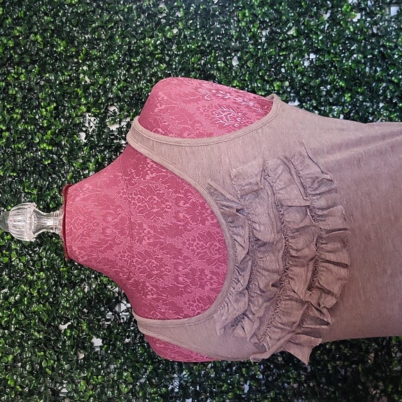 Active Basic Ruffled Tank Top - Brown - Picture 3 of 5